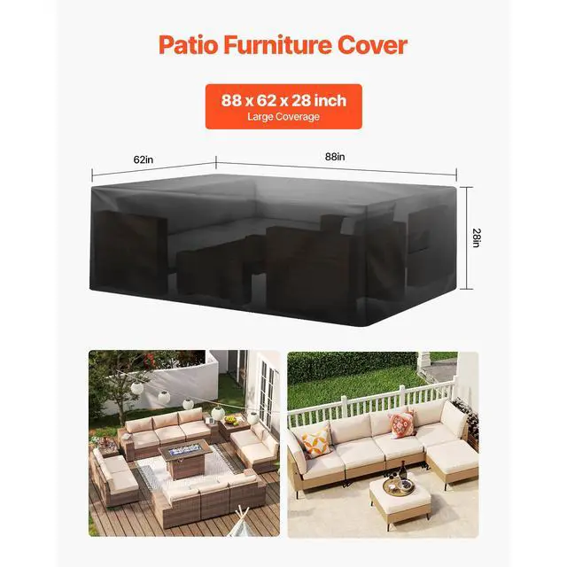 Alt view image 9 of 14 - Patio Outdoor Furniture Cover 420D Waterproof Table Chairs Sofa 88x62 inch
