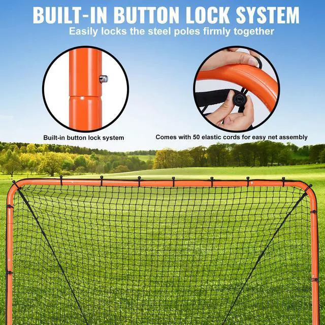 Alt view image 10 of 14 - VEVOR Lacrosse Goal, 6' x 6' Lacrosse Net, Folding Portable Backyard Lacrosse Training Equipment, Steel Frame Training Net, Quick & Easy Setup Lacrosse Goal, Perfect for Youth Adult Training, Orange