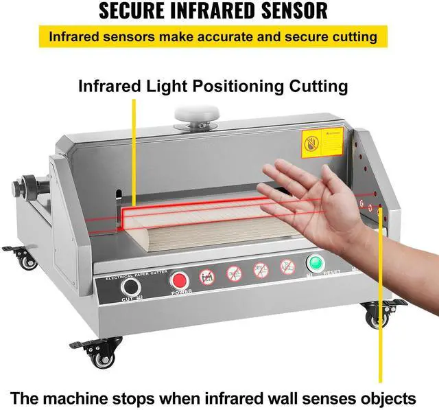 Alt view image 5 of 8 - VEVOR Electric Paper Cutter, 13" /330.2mm Cutting Width, 1.57"/40mm Cutting Thickness, Desktop Paper Cutting Machine with Button Control, Electric Paper Trimmer for Office, School, Printing Plant
