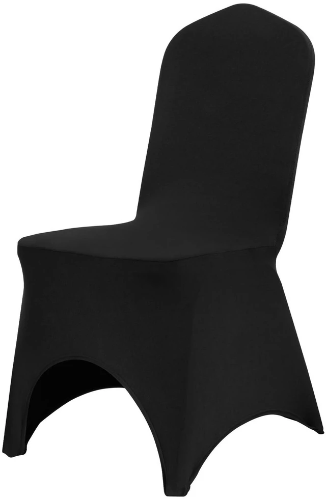 Main image of Stretch Spandex Folding Chair Covers, Universal Fitted Arched Front Cover, Removable Washable Protective Slipcovers, for Wedding, Holiday, Banquet, Party, Celebration, Dining (50PCS Black)