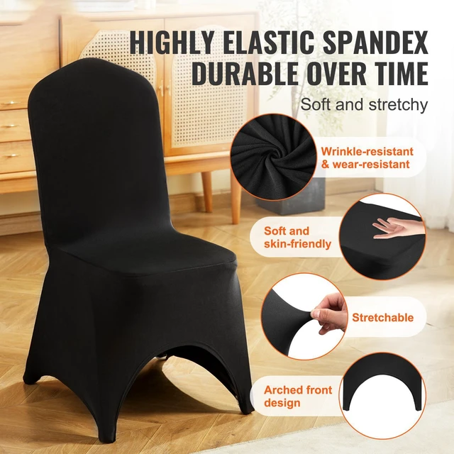 Alt view image 2 of 8 - Stretch Spandex Folding Chair Covers, Universal Fitted Arched Front Cover, Removable Washable Protective Slipcovers, for Wedding, Holiday, Banquet, Party, Celebration, Dining (50PCS Black)