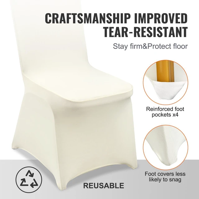 Alt view image 5 of 8 - Stretch Spandex Folding Chair Covers, Universal Fitted Chair Cover, Removable Washable Protective Slipcovers, for Wedding, Holiday, Banquet, Party, Celebration, Dining (100PCS Beige)