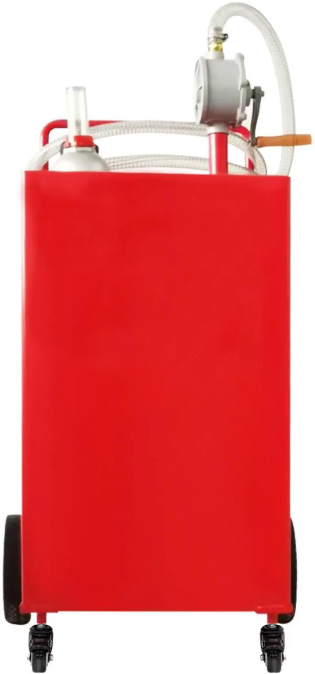 Alt view image 9 of 15 - VEVOR 30 Gallon Fuel Caddy, Gas Storage Tank & 4 Wheels, with Manuel Transfer Pump, Gasoline Diesel Fuel Container for Cars, Lawn Mowers, ATVs, Boats, More, Red