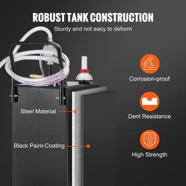 Alt view image 13 of 15 - VEVOR 30 Gallon Gas Caddy, Fuel Storage Tank with Wheels, Portable Fuel Caddy with Manuel Transfer Pump, Gasoline Diesel Fuel Container for Cars, Lawn Mowers, ATVs, Boats, More, Black