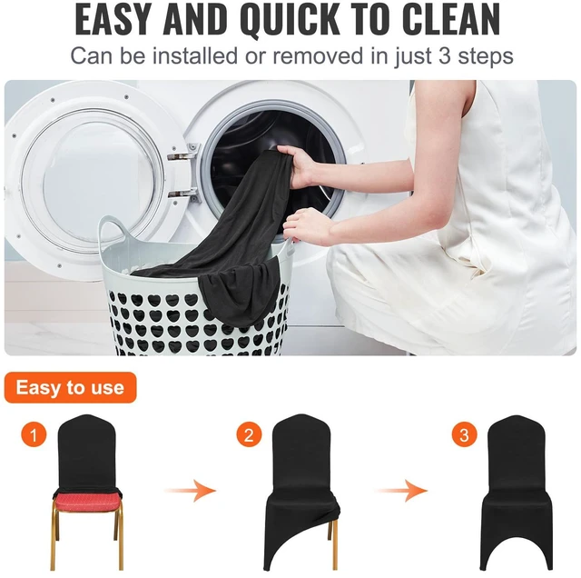 Alt view image 4 of 8 - Stretch Spandex Folding Chair Covers, Universal Fitted Arched Front Cover, Removable Washable Protective Slipcovers, for Wedding, Holiday, Banquet, Party, Celebration, Dining (50PCS Black)