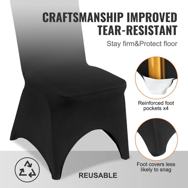 Alt view image 5 of 8 - Stretch Spandex Folding Chair Covers, Universal Fitted Arched Front Cover, Removable Washable Protective Slipcovers, for Wedding, Holiday, Banquet, Party, Celebration, Dining (50PCS Black)