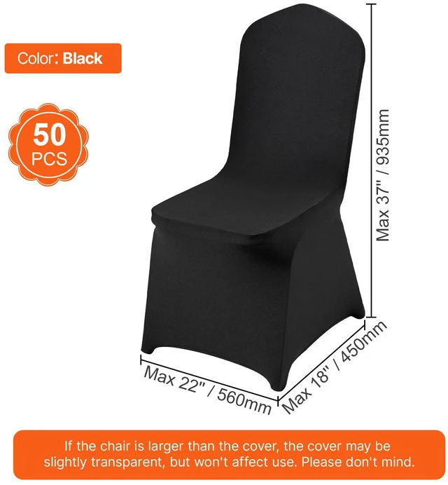 Alt view image 7 of 8 - Stretch Spandex Folding Chair Covers, Universal Fitted Arched Front Cover, Removable Washable Protective Slipcovers, for Wedding, Holiday, Banquet, Party, Celebration, Dining (50PCS Black)