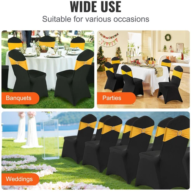 Alt view image 6 of 8 - Stretch Spandex Folding Chair Covers, Universal Fitted Arched Front Cover, Removable Washable Protective Slipcovers, for Wedding, Holiday, Banquet, Party, Celebration, Dining (50PCS Black)