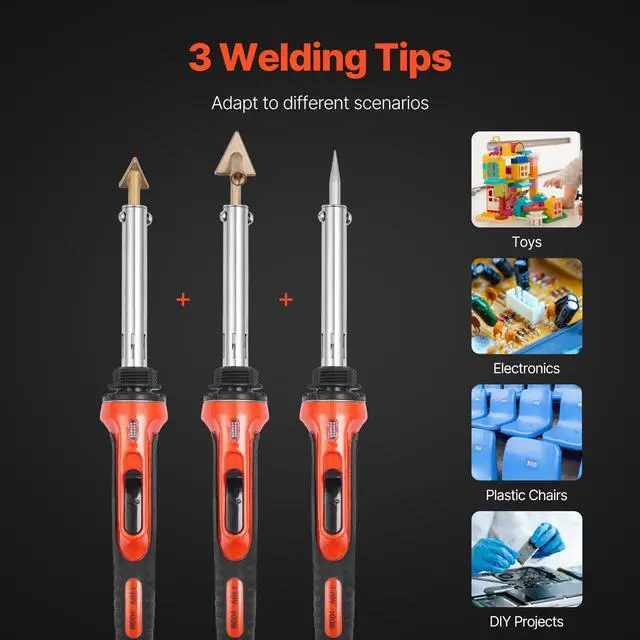 Alt view image 6 of 9 - VEVOR Plastic Welder Kit 60W/100W Plastic Welding Kit with 3 Tips & 20 Rods