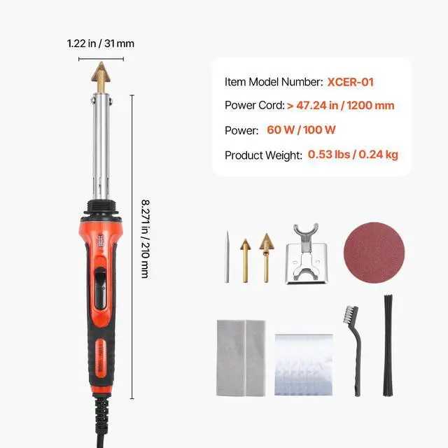 Alt view image 9 of 9 - VEVOR Plastic Welder Kit 60W/100W Plastic Welding Kit with 3 Tips & 20 Rods