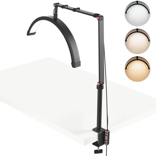 Alt view image 8 of 14 - VEVOR Nail Desk Light 20 W Clip on Half Moon Lash Light with Phone Holder Arched LED