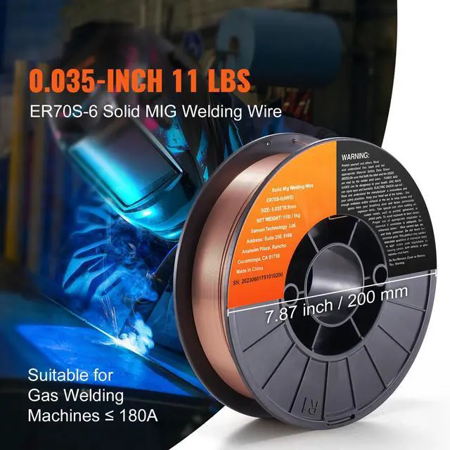 Alt view image 9 of 14 - VEVOR Solid MIG Welding Wire ER70S-6 0.035inch 11LBS Mild Steel MIG Welding Wire