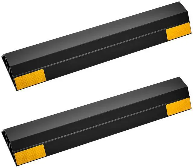 Main image of Parking Stopper, 16 Inch 2 Pcs Heavy Duty Parking Aid for Garage, PP Curb Garage Floor Stopper with Reflective Strips, Vehicles Gadgets for Cars Vans Trucks Tire Wheel Guide Block Stops Bumpers