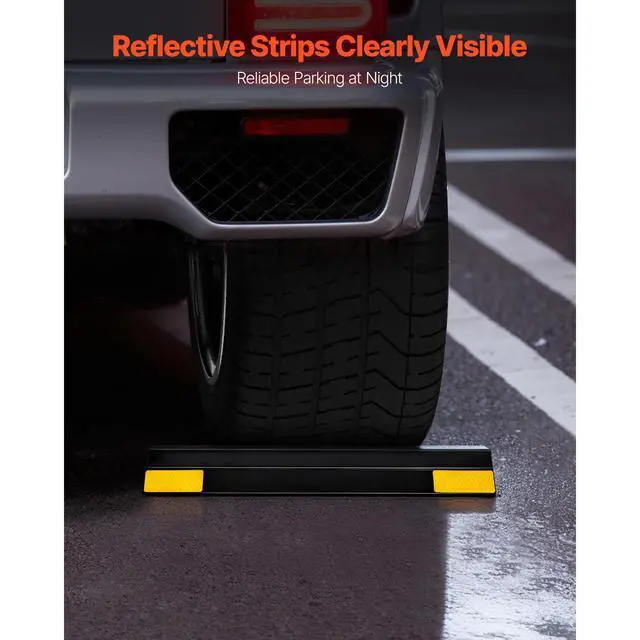Alt view image 4 of 7 - Parking Stopper, 16 Inch 2 Pcs Heavy Duty Parking Aid for Garage, PP Curb Garage Floor Stopper with Reflective Strips, Vehicles Gadgets for Cars Vans Trucks Tire Wheel Guide Block Stops Bumpers