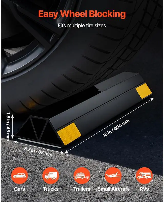 Alt view image 2 of 7 - Parking Stopper, 16 Inch 2 Pcs Heavy Duty Parking Aid for Garage, PP Curb Garage Floor Stopper with Reflective Strips, Vehicles Gadgets for Cars Vans Trucks Tire Wheel Guide Block Stops Bumpers