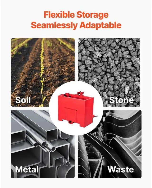 Alt view image 8 of 9 - VEVOR Ballast Box 3 Point Category 1 Tractor Quick Tach Hitch Counterweight Red