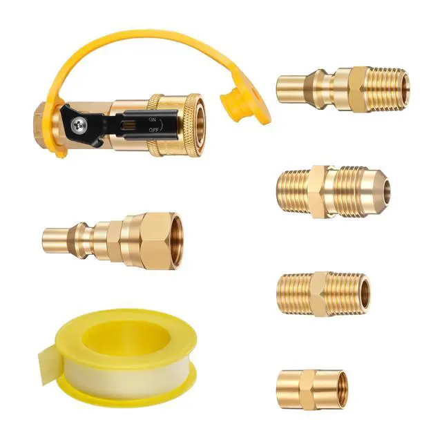 Alt view image 2 of 8 - VEVOR 7 Pcs RV Propane Quick Connect Fitting 1/4-Inch NPT x 3/8-Inch Flare