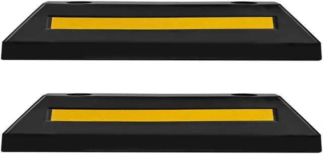 Main image of Parking Stopper, 21.6 Inch 2 Pcs Heavy Duty Parking Aid for Garage, Rubber Curb Garage Floor Stopper with Reflective Strips, Aid Gadgets for Cars Vans Trucks Tire Wheel Guide Block Stops Bumpers