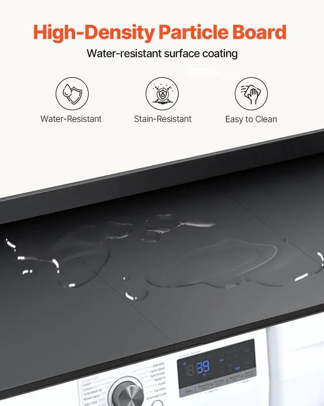 Alt view image 11 of 14 - VEVOR Washer Dryer Countertop, 27.5" Depth x 54" Width, Washer Dryer Wood Top for Laundry Room Organization with Edge Rails (Black)