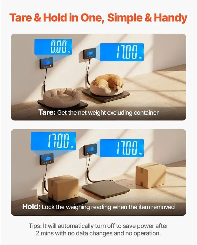 Alt view image 4 of 7 - Digital Postal Scale, 0.35 oz/3.5 oz Dual Accuracy, 440 lbs Commercial Weight Scale with Hold/Tare Function & LCD Display, Fit for Packages, Postage, Luggage, Battery & Charging Cable Included