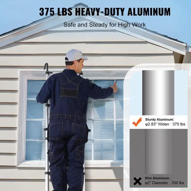 Alt view image 3 of 8 - VEVOR Telescoping Ladder, 16.4FT Aluminum Lightweight Extension Ladder, Multi-button Retraction Collapsible Ladder, 375 LBS Capacity with Non-slip Feet, Portable Compact Ladders for Home, RV, Loft