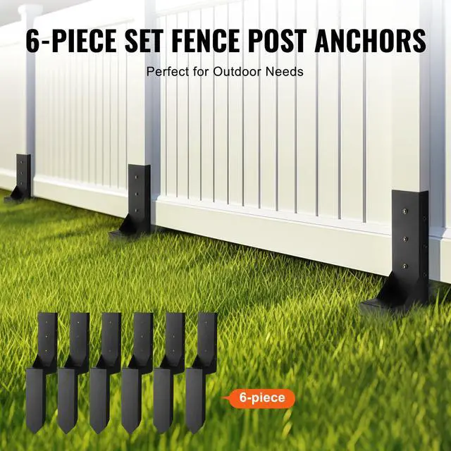 Alt view image 12 of 14 - VEVOR Fence Post Anchor Repair Kit, 6 Pack Inner Diameter 3.5 x3.5 Inches Heavy Duty Steel Fence Post Support Stakes, Anchor Ground Spike for Repair Tilted, Broken Wood Fence Post, Enveloping