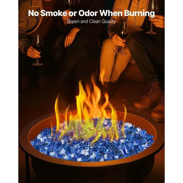 Alt view image 5 of 8 - VEVOR 10 LBS Fire Glass 1/4-Inch Fireplace Glass Rocks for Fire Pit Table Cobalt Blue