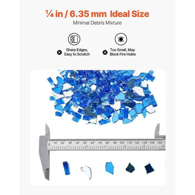 Alt view image 6 of 8 - VEVOR 10 LBS Fire Glass 1/4-Inch Fireplace Glass Rocks for Fire Pit Table Cobalt Blue