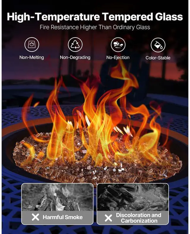 Alt view image 4 of 8 - VEVOR 10 LBS Fire Glass 1/4-Inch Fireplace Glass Rocks for Fire Pit Table Copper