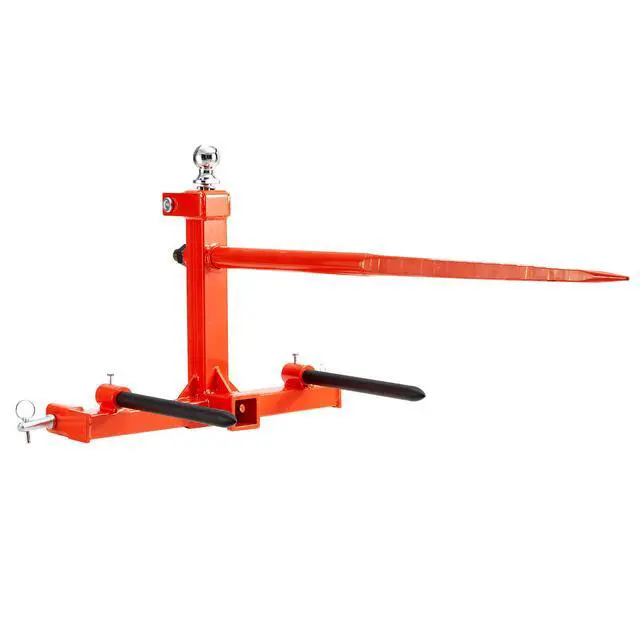 Alt view image 8 of 14 - VEVOR  49" Hay Spear, Bale Spears 1600lbs Loading Capacity, Three-Point Hitch Tractor Attachment with 2pcs 17.5" Stabilizer Spears, Quick Attach Spike Forks