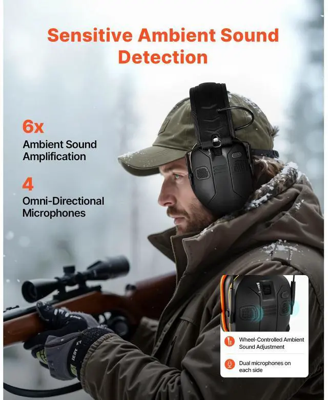 Alt view image 9 of 14 - VEVOR Safety Earmuffs Bluetooth Hearing Protection Ear Muffs Noise Reduction NRR23dB