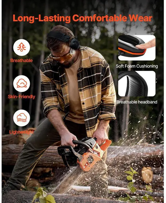 Alt view image 12 of 14 - VEVOR Safety Earmuffs Bluetooth Hearing Protection Ear Muffs Noise Reduction NRR23dB