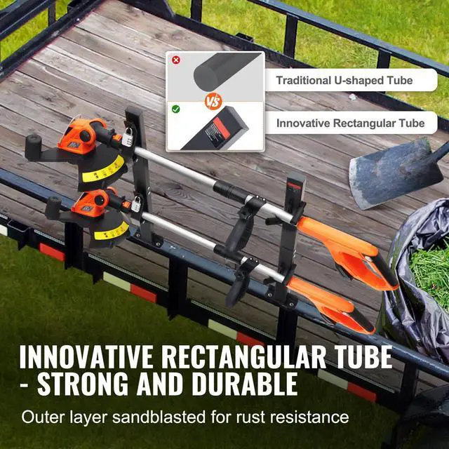 Alt view image 5 of 9 - VEVOR Trimmer Rack, 2 Place Weeder Trimmer Rack, Trim Holder Trailer Rack Carrier with Zinc Alloy Password Lock, Mount On Landscape Truck Trailer Enclosed Trimmer Rack Weed Eater Racks, Pair