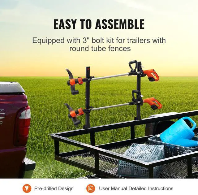 Alt view image 4 of 9 - VEVOR Trimmer Rack, 2 Place Weeder Trimmer Rack, Trim Holder Trailer Rack Carrier with Zinc Alloy Password Lock, Mount On Landscape Truck Trailer Enclosed Trimmer Rack Weed Eater Racks, Pair