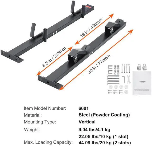 Alt view image 9 of 9 - VEVOR Trimmer Rack, 2 Place Weeder Trimmer Rack, Trim Holder Trailer Rack Carrier with Zinc Alloy Password Lock, Mount On Landscape Truck Trailer Enclosed Trimmer Rack Weed Eater Racks, Pair