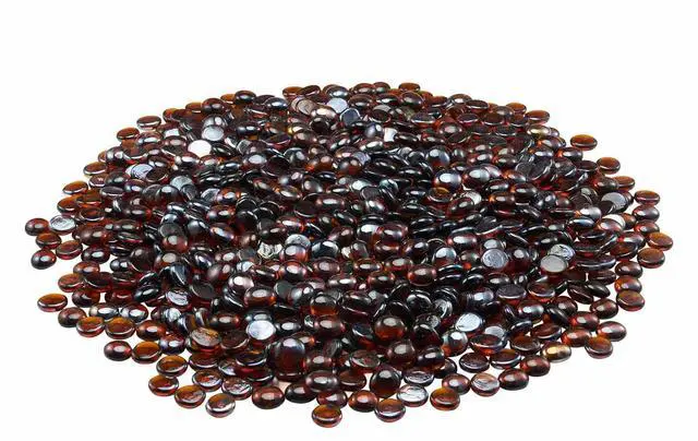Alt view image 2 of 8 - VEVOR 10 LBS Fire Glass 3/4-Inch Round Fireplace Glass Rocks for Fire Pit Rich Amber