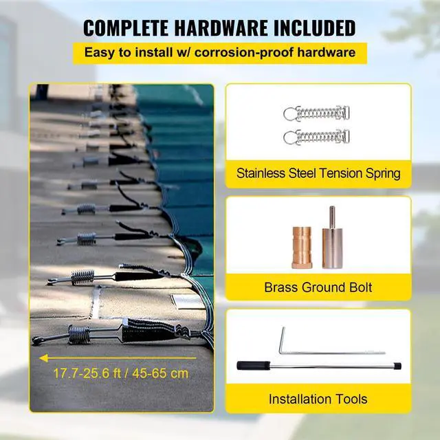 Alt view image 5 of 7 - Pool Safety Cover Fits 16x30ft Rectangle Inground Pools, Safety Pool Cover with Drainage Holes, Mesh Solid Pool Cover for Swimming Pool, Winter Safety Cover, Green