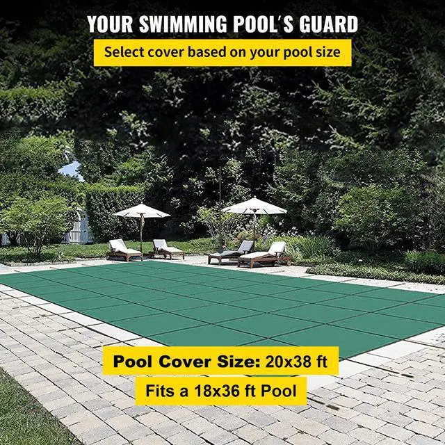 Alt view image 2 of 7 - Pool Safety Cover Fits 18x36ft Rectangle Inground Pools, Safety Pool Cover with Drainage Holes, Mesh Solid Pool Cover for Swimming Pool, Winter Safety Cover, Green