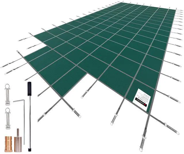 Main image of Pool Safety Cover Fits 20x40ft Rectangle Inground Pools, Safety Pool Cover with 4x10ft Center End Step, Mesh Solid Pool Cover with Drainage Holes for Swimming Pool, Winter Safety Cover, Green