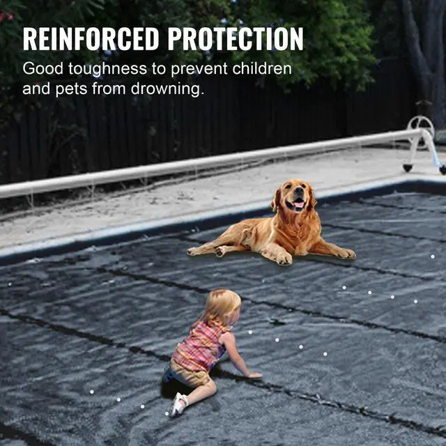 Alt view image 4 of 7 - Pool Safety Cover Fits 10.5x18.6ft Rectangle Inground Pools, Safety Pool Cover with Drainage Holes, Mesh Pool Cover for Swimming Pool, PVC Winter Safety Cover, Dark Grey