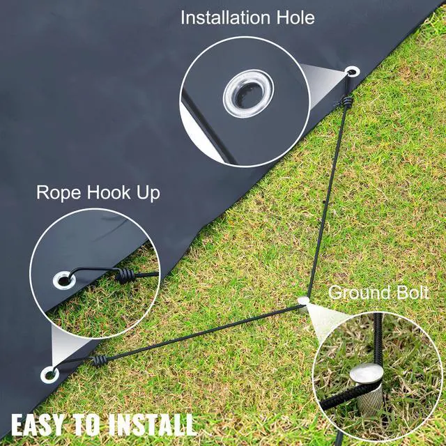 Alt view image 6 of 7 - Pool Safety Cover Fits 10.5x18.6ft Rectangle Inground Pools, Safety Pool Cover with Drainage Holes, Mesh Pool Cover for Swimming Pool, PVC Winter Safety Cover, Dark Grey