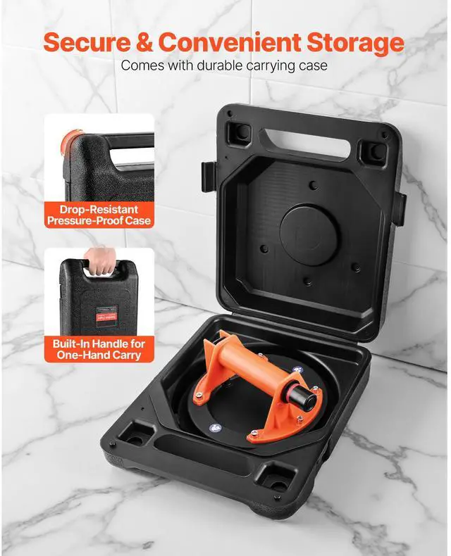 Alt view image 6 of 7 - Vacuum Suction Cup, 8-Inch Vacuum Glass Lifter with ABS Handle, 400 lbs Max Lifting Capacity Tile Suction Cup Tool with Carrying Case for Lifting Large Tile, Granite, Drywall, Windows (1-Pack)