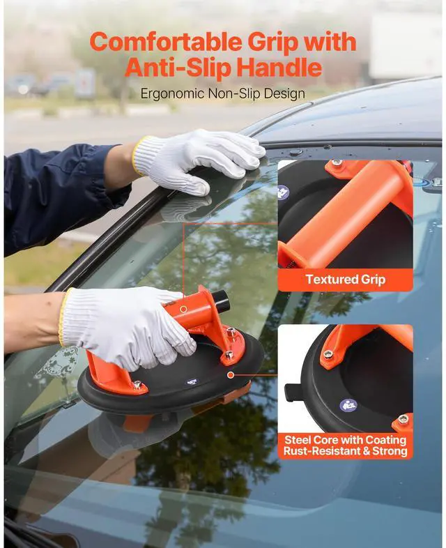 Alt view image 5 of 7 - Vacuum Suction Cup, 8-Inch Vacuum Glass Lifter with ABS Handle, 400 lbs Max Lifting Capacity Tile Suction Cup Tool with Carrying Case for Lifting Large Tile, Granite, Drywall, Windows (1-Pack)