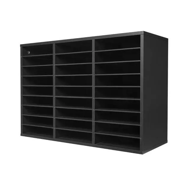 Alt view image 3 of 9 - VEVOR Literature Organizer, 27 Compartments Office Mailbox with Removable Shelves, Wooden Mailbox Sorter Particle Board Office Home Classroom Storage, File Sorter for Files, Documents, Papers, Black
