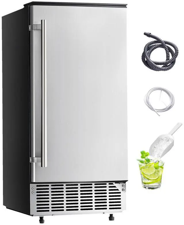 Main image of Undercounter Built-in Ice Maker, 80 Lbs/Day Under Counter Ice Maker Machine with Reversible Door Stainless Steel, Freestanding Ice Maker for Commercial Home Kitchen, Electric Drainage