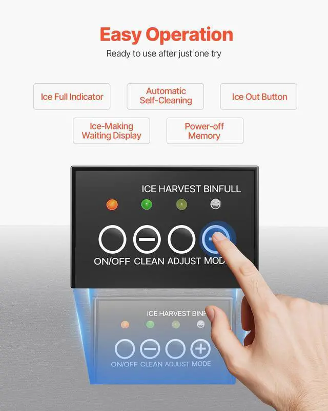 Alt view image 5 of 7 - Undercounter Built-in Ice Maker, 50 Lbs/Day Under Counter Ice Maker Machine with Drain Pump Reversible Door Stainless Steel, Freestanding Ice Maker for Commercial Home Kitchen