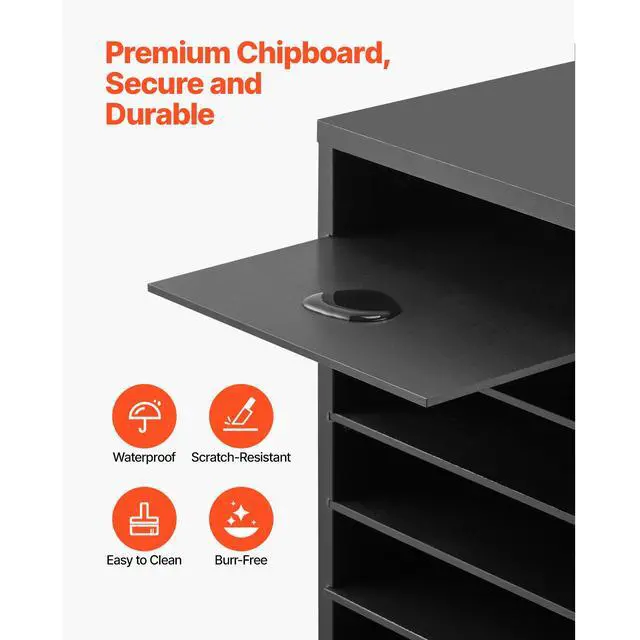 Alt view image 5 of 9 - VEVOR Literature Organizer, 27 Compartments Office Mailbox with Removable Shelves, Wooden Mailbox Sorter Particle Board Office Home Classroom Storage, File Sorter for Files, Documents, Papers, Black