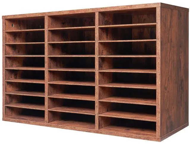 Alt view image 3 of 9 - VEVOR Literature Organizer, 24 Compartments Office Mailbox with Removable Shelves, Wooden Mailbox Sorter Particle Board Office Home Classroom Storage, File Sorter for Documents, Papers, Retro Brown
