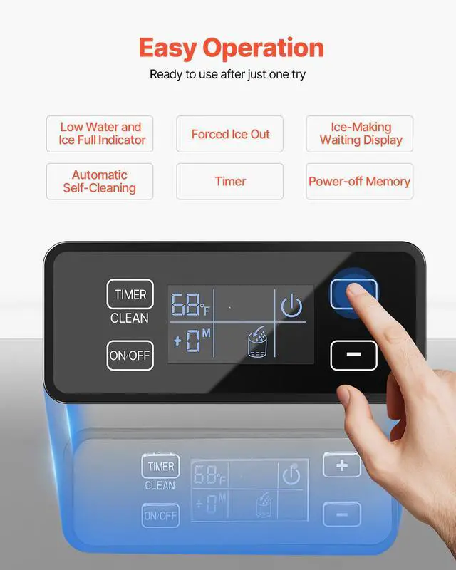 Alt view image 5 of 7 - Undercounter Built-in Ice Maker, 80 Lbs/Day Under Counter Ice Maker Machine with Reversible Door Stainless Steel, Freestanding Ice Maker for Commercial Home Kitchen, Electric Drainage