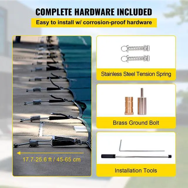 Alt view image 5 of 7 - Pool Safety Cover Fits 16x36ft Rectangle Inground Pools, Safety Pool Cover with Drainage Holes, Mesh Solid Pool Cover for Swimming Pool, Winter Safety Cover, Green